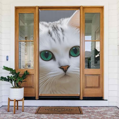 Willkommens-Türabdeckung, Dekoration, Türbanner 183 x 80 cm, niedliche weiße Katze, Veranda, Banner, Schild, Fotohintergrund, saisonales Haustür-Banner zum Aufhängen, Banner für Urlaub, Party, Innen Willkommens-Türabdeckung, Dekoration, Türbanner 183 x 80 cm, niedliche weiße Katze, Veranda, Banner, Schild, Fotohintergrund, saisonales Haustür-Banner zum Aufhängen, Banner für Urlaub, Party, Innen von LHDGBNV