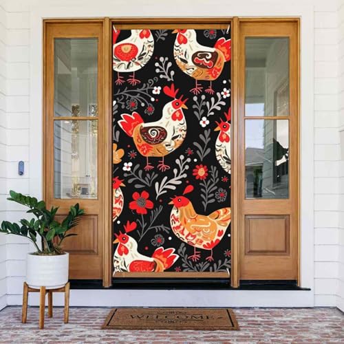 Willkommens-Türabdeckung, Dekoration, Türbanner 183 x 80 cm, niedlicher Hahn Hühner, Veranda, Banner, Schild, Fotohintergrund, saisonaler Haustür-Hängebanner für Urlaub, Party, Innen- und Willkommens-Türabdeckung, Dekoration, Türbanner 183 x 80 cm, niedlicher Hahn Hühner, Veranda, Banner, Schild, Fotohintergrund, saisonaler Haustür-Hängebanner für Urlaub, Party, Innen- und von LHDGBNV
