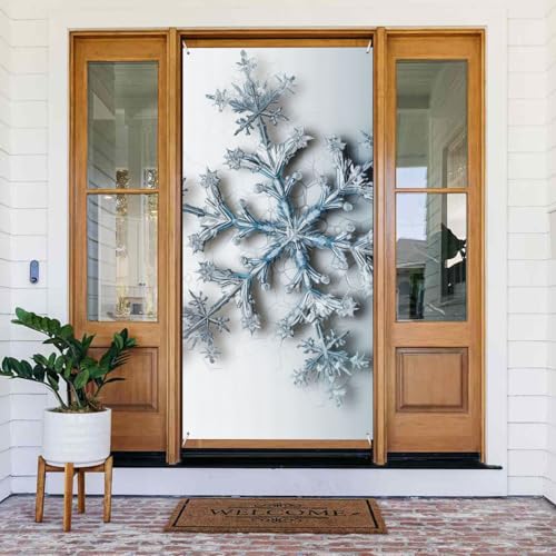 Willkommens-Türabdeckung, Dekoration, Türbanner 183 x 80 cm, transparente Schneeflocke, Veranda, Banner, Schild, Fotohintergrund, saisonales Haustür-Banner zum Aufhängen, Banner für Urlaub, Party Willkommens-Türabdeckung, Dekoration, Türbanner 183 x 80 cm, transparente Schneeflocke, Veranda, Banner, Schild, Fotohintergrund, saisonales Haustür-Banner zum Aufhängen, Banner für Urlaub, Party von LHDGBNV