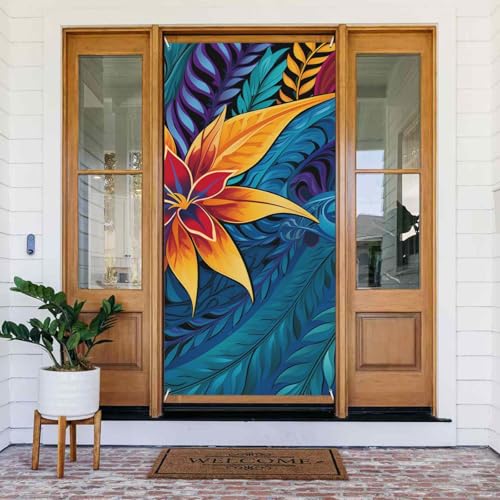 Willkommens-Türabdeckung, Dekoration, Türbanner 183 x 80 cm, tropische Blätter, Veranda, Banner, Schild, Fotohintergrund, saisonales Haustür-Banner zum Aufhängen, Banner für Urlaub, Party, Innen- und Willkommens-Türabdeckung, Dekoration, Türbanner 183 x 80 cm, tropische Blätter, Veranda, Banner, Schild, Fotohintergrund, saisonales Haustür-Banner zum Aufhängen, Banner für Urlaub, Party, Innen- und von LHDGBNV