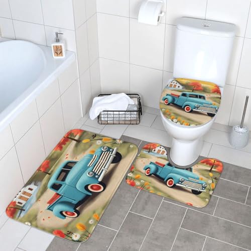 3-teiliges Badezimmerteppich-Set, super saugfähig, rutschfest, waschbar, Konturmatte und WC-Deckelbezug, Pickup, LKW, Badematten, Teppich für Badezimmer, Duschvorleger 3-teiliges Badezimmerteppich-Set, super saugfähig, rutschfest, waschbar, Konturmatte und WC-Deckelbezug, Pickup, LKW, Badematten, Teppich für Badezimmer, Duschvorleger von LHDGBWC