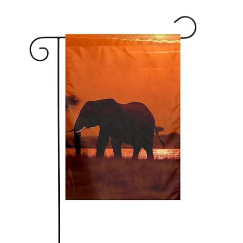 Frühlingsgartenflagge, 30,5 x 45,7 cm, doppelseitiges Außenbanner, saisonale Willkommensflaggen, Outdoor-Dekoration, Bauernhaus, Sonnenuntergang, afrikanische Elefantenflaggen für Terrasse, Rasen und Frühlingsgartenflagge, 30,5 x 45,7 cm, doppelseitiges Außenbanner, saisonale Willkommensflaggen, Outdoor-Dekoration, Bauernhaus, Sonnenuntergang, afrikanische Elefantenflaggen für Terrasse, Rasen und von LHDGBWC