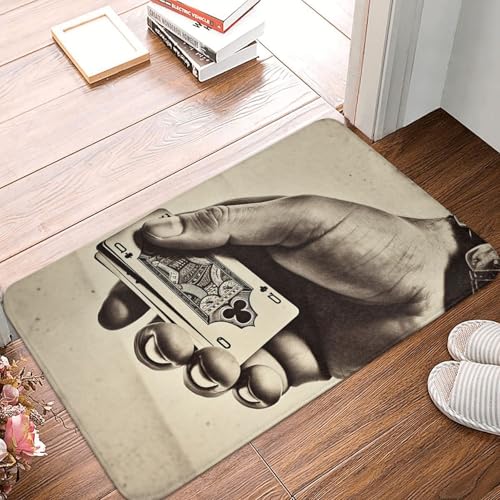 Fußmatte für den Innen- und Außenbereich, rutschfeste Bodenmatte, Vintage-Stil, konzeptionelle Poker-Hand-Fußmatte für Eingangsbereich, Veranda, Badezimmerteppich, 40,6 x 61 cm Matte Fußmatte für den Innen- und Außenbereich, rutschfeste Bodenmatte, Vintage-Stil, konzeptionelle Poker-Hand-Fußmatte für Eingangsbereich, Veranda, Badezimmerteppich, 40,6 x 61 cm Matte von LHDGBWC