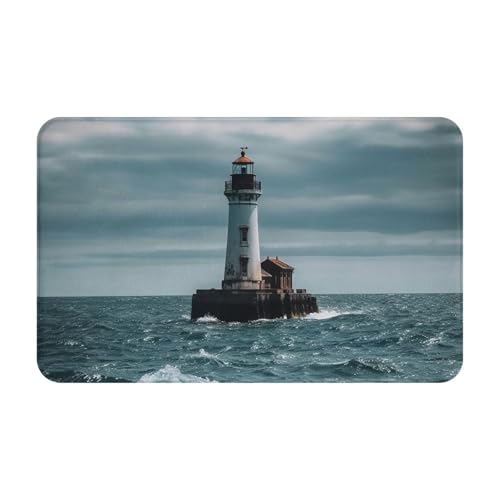 Fußmatte für drinnen und draußen, rutschfeste Bodenmatte, Leuchtturm, Ozean, Fußmatte für Eingangsbereich, Veranda, Badezimmerteppich, 50,8 x 80 cm Matte von LHDGBWC