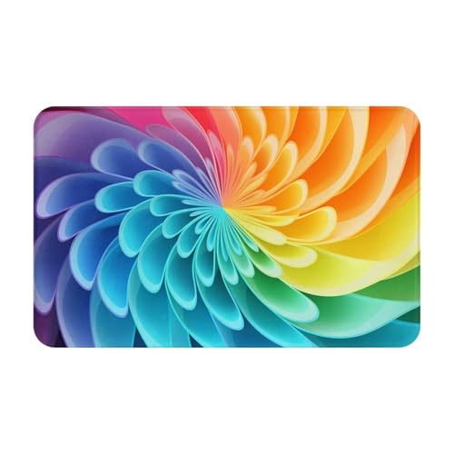 Fußmatte für drinnen und draußen, rutschfeste Bodenmatte, Regenbogenfarben, dynamische Fußmatte für Eingangsbereich, Veranda, Badezimmerteppich, 50,8 x 80 cm Matte Fußmatte für drinnen und draußen, rutschfeste Bodenmatte, Regenbogenfarben, dynamische Fußmatte für Eingangsbereich, Veranda, Badezimmerteppich, 50,8 x 80 cm Matte von LHDGBWC