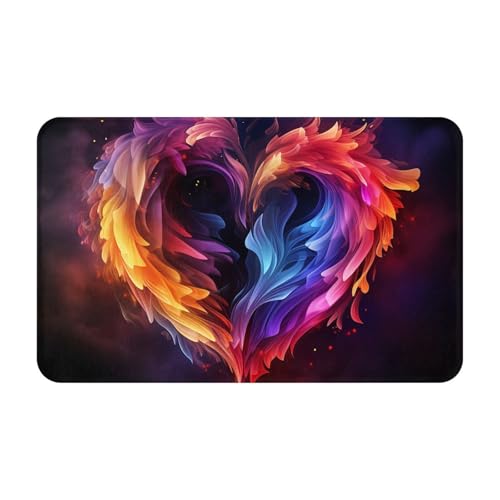 Fußmatte für drinnen und draußen, rutschfeste Bodenmatte, Regenbogenherz, Fußmatte für Eingangsbereich, Veranda, Badezimmerteppich, 50,8 x 80 cm Matte Fußmatte für drinnen und draußen, rutschfeste Bodenmatte, Regenbogenherz, Fußmatte für Eingangsbereich, Veranda, Badezimmerteppich, 50,8 x 80 cm Matte von LHDGBWC