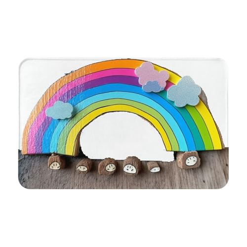 Fußmatte für drinnen und draußen, rutschfeste Bodenmatte, kleiner Regenbogen-Fußmatte für Eingangsbereich, Veranda, Badezimmerteppich, 50,8 x 80 cm Matte Fußmatte für drinnen und draußen, rutschfeste Bodenmatte, kleiner Regenbogen-Fußmatte für Eingangsbereich, Veranda, Badezimmerteppich, 50,8 x 80 cm Matte von LHDGBWC