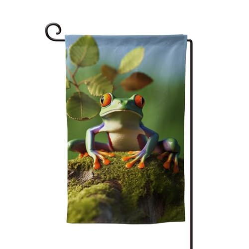Gartenflagge, 30,5 x 45,7 cm, doppelseitig, für den Außenbereich, saisonale Willkommensflagge, Außendekoration, Bauernhaus, Frieden, Frosch, Baumflaggen für Terrasse, Rasen und Garten von LHDGBWC