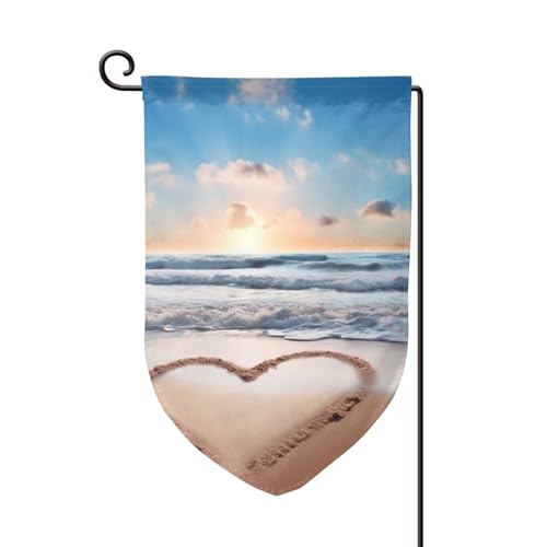 Gartenflagge, 30,5 x 45,7 cm, doppelseitig, für den Außenbereich, saisonale Willkommensflagge, Außendekoration, Bauernhaus, Herzform, romantische Strandflaggen für Terrasse, Rasen und Garten von LHDGBWC