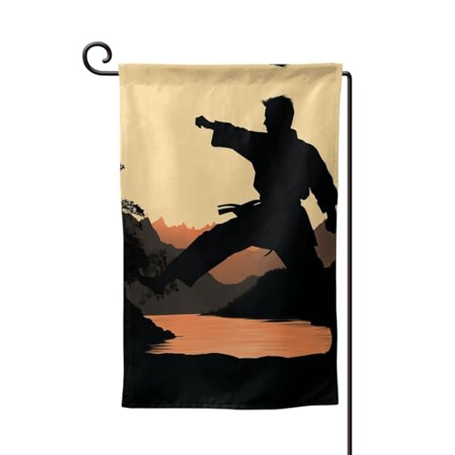 Gartenflagge, 30,5 x 45,7 cm, doppelseitig, für den Außenbereich, saisonale Willkommensflagge, Außendekoration, Bauernhaus, Karate, Flaggen für Terrasse, Rasen und Garten von LHDGBWC