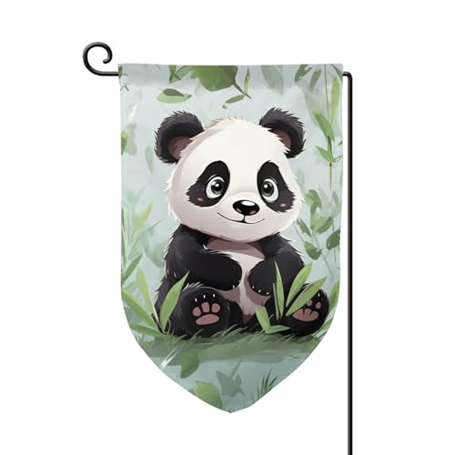 Gartenflagge, 30,5 x 45,7 cm, doppelseitig, für den Außenbereich, saisonale Willkommensflagge, Außendekoration, Bauernhaus, Panda, Bambusflaggen für Terrasse, Rasen und Garten von LHDGBWC