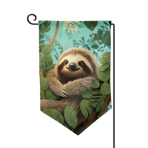 Gartenflagge, 30,5 x 45,7 cm, doppelseitig, für den Außenbereich, saisonale Willkommensflagge, Außendekoration, Bauernhaus, Umarmung, Baum, Faultier-Flaggen für Terrasse, Rasen und Gartendekoration von LHDGBWC