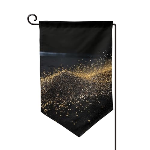 Gartenflagge, 30,5 x 45,7 cm, doppelseitig, für den Außenbereich, saisonale Willkommensflagge, Außendekoration, Bauernhaus, goldfarben, schwarz, Sandflaggen für Terrasse, Rasen und Garten von LHDGBWC