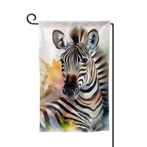 Gartenflagge, 30,5 x 45,7 cm, doppelseitig, für den Außenbereich, saisonale Willkommensflagge, Außendekoration, Bauernhaus, niedliche Zebra-Aquarell-Flaggen für Terrasse, Rasen und Garten von LHDGBWC