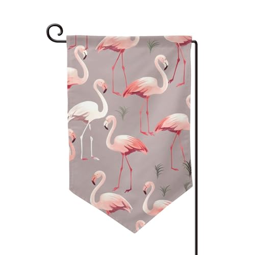 Gartenflagge, 30,5 x 45,7 cm, doppelseitig, für den Außenbereich, saisonale Willkommensflagge, Außendekoration, Bauernhaus, rosa Flamingo-Muster, Flaggen für Terrasse, Rasen und Garten von LHDGBWC