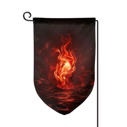 Gartenflagge, 30,5 x 45,7 cm, doppelseitig, für den Außenbereich, saisonale Willkommensflagge, Außendekoration, Bauernhaus, rote Flamme, Flaggen für Terrasse, Rasen und Garten von LHDGBWC
