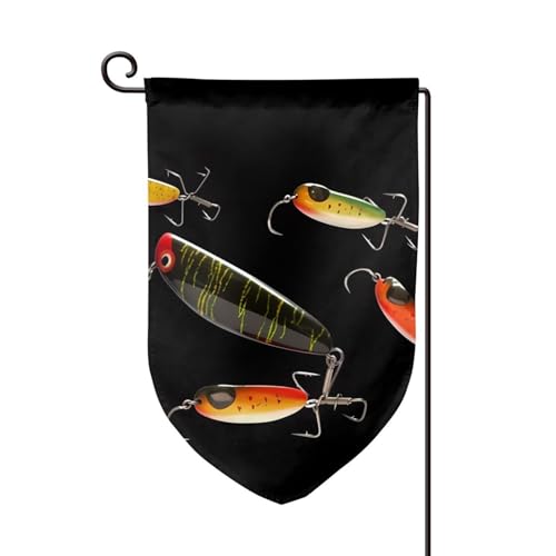 Gartenflagge, 30,5 x 45,7 cm, doppelseitig, für den Außenbereich, saisonale Willkommensflagge, Outdoor-Dekoration, Bauernhaus, Angelköder, Flaggen für Terrasse, Rasen und Garten von LHDGBWC