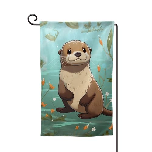 Gartenflagge, 30,5 x 45,7 cm, doppelseitig, für den Außenbereich, saisonale Willkommensflagge, Outdoor-Dekoration, Bauernhaus, Cartoon, niedliche Otter-Flaggen für Terrasse, Rasen und Gartendekoration von LHDGBWC