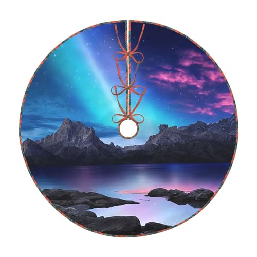 (3D-Grafik Universum Weltraum) 121,9 cm großer Weihnachtsbaum-Rock großer Weihnachtsbaum-Teppich runde Baummatte Urlaubsdekoration für Zuhause Büro von LHFIOHIRG