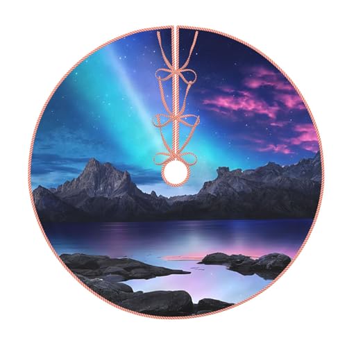 (3D-Grafik Universum Weltraum) 121,9 cm großer Weihnachtsbaum-Rock großer Weihnachtsbaum-Teppich runde Baummatte Urlaubsdekoration für Zuhause Büro von LHFIOHIRG