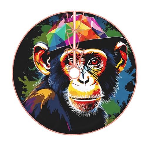 (Affe) 91,4 cm großer Weihnachtsbaum-Rock, großer Weihnachtsbaumteppich, runde Baummatte, Urlaubsdekoration für Zuhause, Büro von LHFIOHIRG