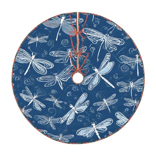 (Blaue Libelle) 121,9 cm Weihnachtsbaum-Rock großer Weihnachtsbaum-Teppich runde Baummatte Urlaubsdekoration für Zuhause Büro von LHFIOHIRG