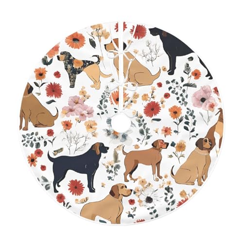 (Cartoon Katze und Hund) 76,2 cm großer Weihnachtsbaum-Rock großer Weihnachtsbaumteppich runde Baummatte Urlaubsdekoration für Zuhause Büro von LHFIOHIRG