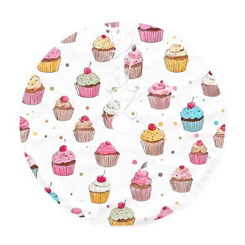 (Delicious Cupcakes) 121,9 cm Weihnachtsbaum-Rock großer Weihnachtsbaum-Teppich runde Baummatte Urlaubsdekoration für Zuhause Büro von LHFIOHIRG