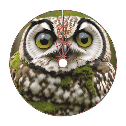 (Eule) 121,9 cm großer Weihnachtsbaum-Rock, großer Weihnachtsbaumteppich, runde Baummatte, Urlaubsdekoration für Zuhause, Büro von LHFIOHIRG