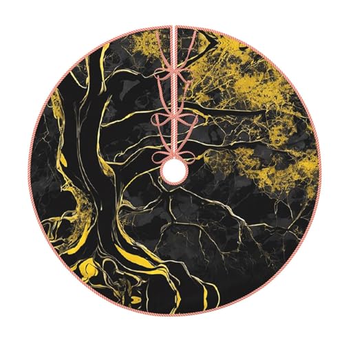 (Goldschwarze Tapete) 76,2 cm Weihnachtsbaum-Rock großer Weihnachtsbaum-Teppich runde Baummatte Urlaubsdekoration für Zuhause Büro von LHFIOHIRG