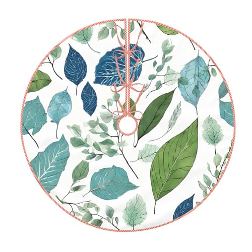 (Grüne Eukalyptusblätter) 121,9 cm Weihnachtsbaumrock großer Weihnachtsbaumteppich runde Baummatte Urlaubsdekoration für Zuhause Büro von LHFIOHIRG