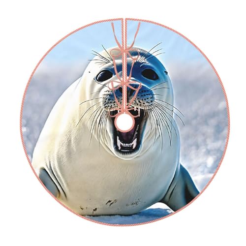 (Harfe Robbe Malerei Tapete) 121,9 cm Weihnachtsbaum Rock Groß Weihnachtsbaum Teppich Runde Baummatte Urlaub Dekoration für Home Office von LHFIOHIRG