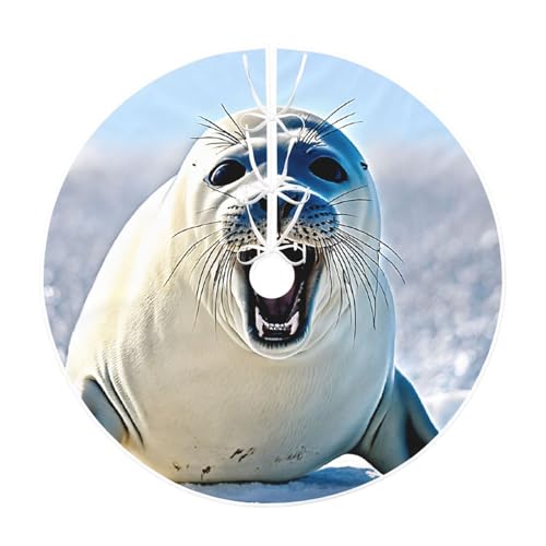 (Harfe Robbe Malerei Tapete) 76,2 cm Weihnachtsbaum Rock Groß Weihnachtsbaum Teppich Runde Baummatte Urlaub Dekoration für Home Office von LHFIOHIRG