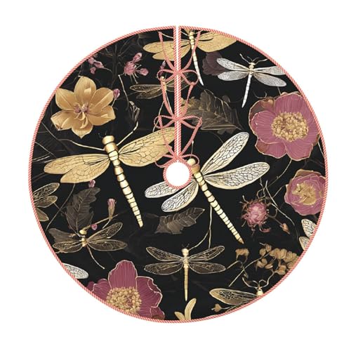 (Libellen-Grau) 91,4 cm Weihnachtsbaum-Rock großer Weihnachtsbaum-Teppich, runde Baummatte, Urlaubsdekoration für Zuhause, Büro von LHFIOHIRG