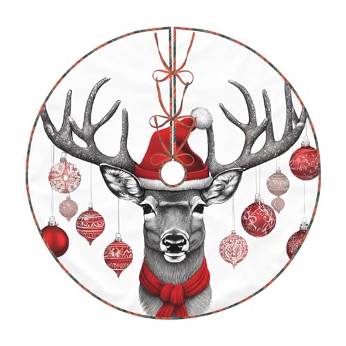 (Lustiger Weihnachtselch) 121,9 cm großer Weihnachtsbaum-Rock, rund, Weihnachtsbaummatte, Urlaubsdekoration für Zuhause, Büro von LHFIOHIRG