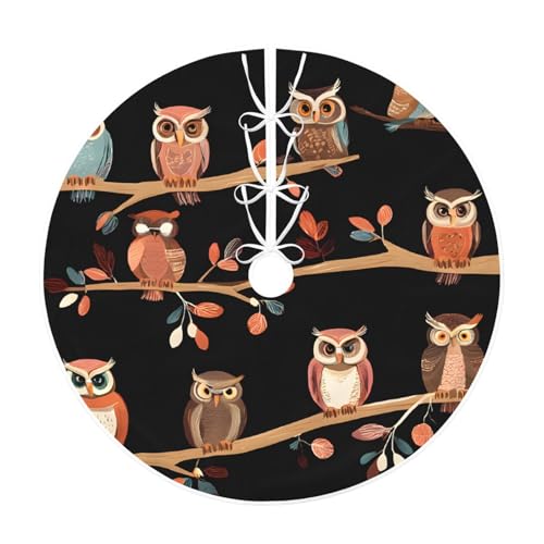 (Niedliche braune Cartoon-Eulen) 76,2 cm Weihnachtsbaum-Rock großer Weihnachtsbaum-Teppich runde Baummatte Urlaubsdekoration für Zuhause Büro von LHFIOHIRG