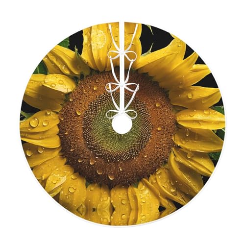 (Orangefarbene Sonnenblumentapete) 76,2 cm Weihnachtsbaum-Rock großer Weihnachtsbaum-Teppich runde Baummatte Urlaubsdekoration für Zuhause Büro von LHFIOHIRG