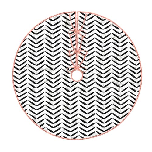 (Schwarz-weißes Muster) 121,9 cm Weihnachtsbaum-Rock, großer Weihnachtsbaumteppich, runde Baummatte, Urlaubsdekoration für Zuhause, Büro von LHFIOHIRG