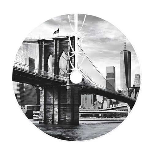 Brooklyn Bridge, 91,4 cm, großer Weihnachtsbaumteppich, runde Baummatte, Urlaubsdekoration für Zuhause, Büro Brooklyn Bridge, 91,4 cm, großer Weihnachtsbaumteppich, runde Baummatte, Urlaubsdekoration für Zuhause, Büro von LHFIOHIRG