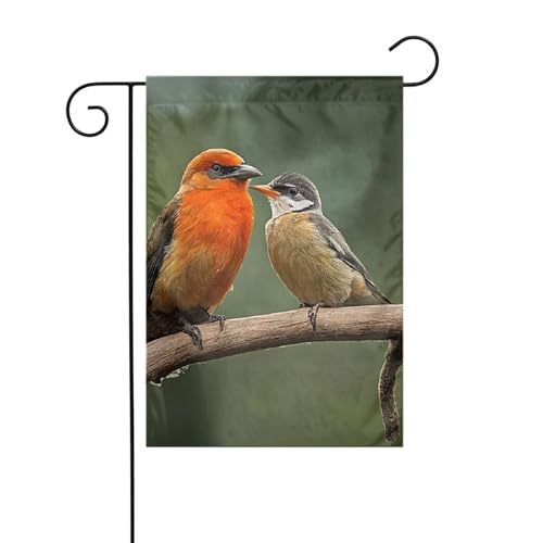 Dekorative Gartenflagge, 30 x 45 cm, doppelseitig, saisonal, für den Außenbereich, Hofflagge für Urlaub, Bauernhaus, Heimdekoration (rote Vögel) von LHFIOHIRG