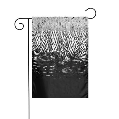 Dekorative Gartenflagge, 30 x 45 cm, doppelseitig, saisonal, für den Außenbereich, Hofflagge für Urlaub, Bauernhaus, Heimdekoration (schwarz-weißer Glitzer) von LHFIOHIRG