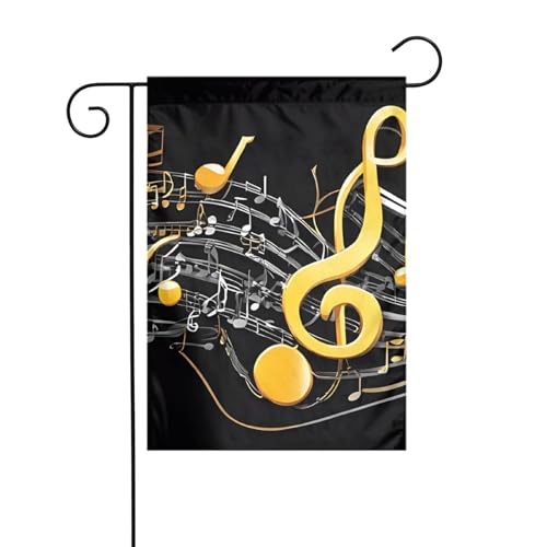 Dekorative Gartenflagge, 30 x 45 cm, doppelseitig, saisonale Gartenflagge für Urlaub, Bauernhaus, Heimdekoration (bunte Musiknote) von LHFIOHIRG