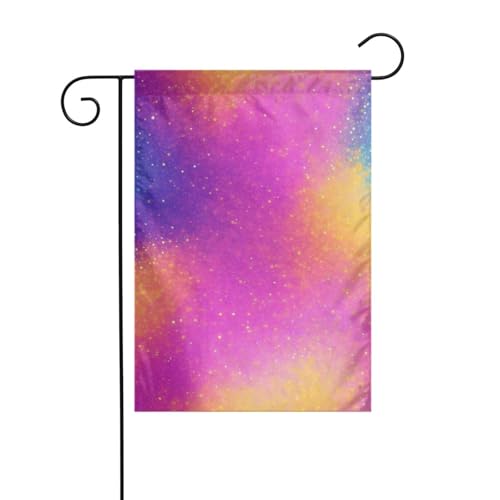 Dekorative Gartenflagge, 30 x 45 cm, doppelseitig, saisonale Outdoor-Hofflagge, für Urlaub, Bauernhaus, Heimdekoration (buntes Sternenlicht) von LHFIOHIRG