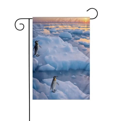 Dekorative Gartenflagge, 30 x 45 cm, doppelseitige saisonale Außenflagge für Urlaub, Bauernhaus, Heimdekoration, (Pinguine Sonnenuntergang) von LHFIOHIRG