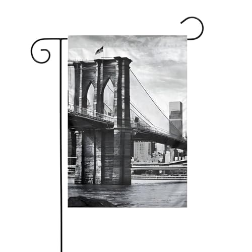 Dekorative Gartenflagge, 30 x 45 cm, doppelseitige saisonale Außenflagge für Urlaub, Bauernhaus, Heimdekoration, Brooklyn Bridge) von LHFIOHIRG