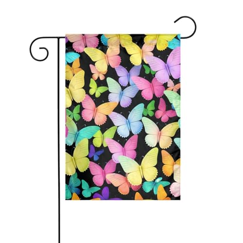 Dekorative Gartenflagge, 30 x 45 cm, doppelseitige saisonale Außenflagge für Urlaub, Bauernhaus, Heimdekoration, Schmetterlinge von LHFIOHIRG