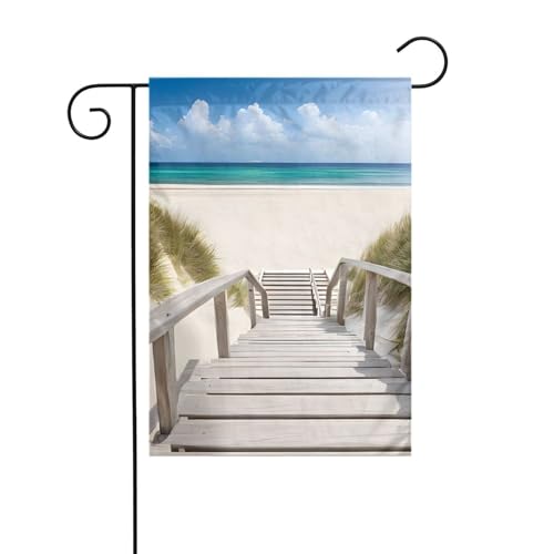 Dekorative Gartenflagge, 30 x 45 cm, doppelseitige saisonale Außenflagge für Urlaub, Bauernhaus, Heimdekoration, Strandlandschaft von LHFIOHIRG