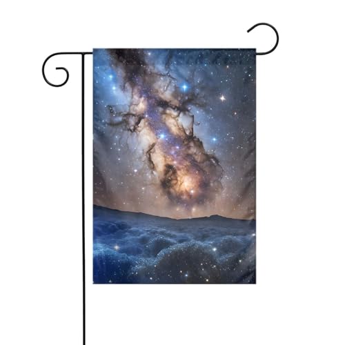 Dekorative Gartenflagge, 30 x 45 cm, doppelseitige saisonale Außenflagge für Urlaub, Bauernhaus, Heimdekoration, Universum Galaxie Weltraum von LHFIOHIRG