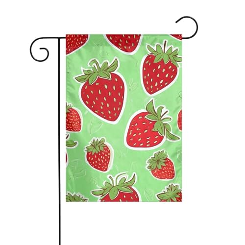 Dekorative Gartenflagge, 30 x 45 cm, doppelseitige saisonale Außenflagge für Urlaub, Bauernhaus, Heimdekoration, schöne Erdbeere von LHFIOHIRG