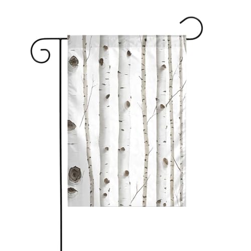 Dekorative Gartenflagge, 30 x 45 cm, doppelseitige saisonale Outdoor-Hofflagge, für Urlaub, Bauernhaus, Heimdekoration, (Birkenbaum) von LHFIOHIRG